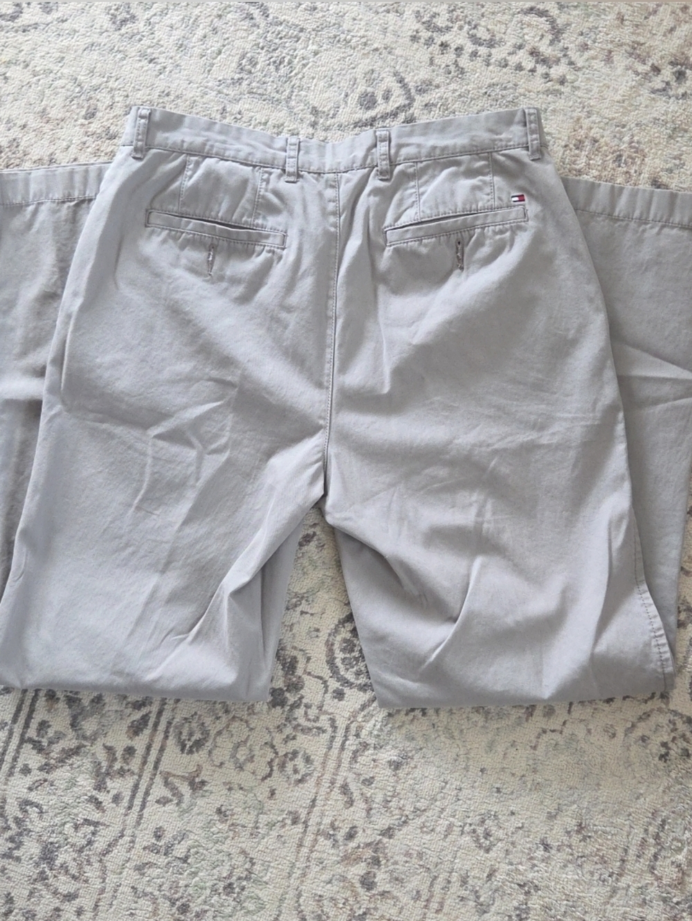 VTG Tommy Hilfiger Pants Mens 33 Gray 100% Cotton Khakis Chinos Flat Front 33x32 - Picture 5 of 10